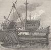 ROTHERHITHE. Floating dock, Deptford (1820). London c1880 old antique print