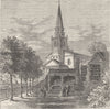 VAUXHALL. Old Battersea Church (1790). London c1880 antique print picture