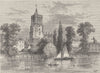 FULHAM. Fulham Church, in 1825. London c1880 old antique vintage print picture