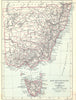 AUSTRALIA. NSW, Victoria & Tasmania 1890 old antique vintage map plan chart