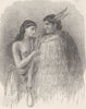 TRIBAL. Maori Wars. Heke & his wife 1890 old antique vintage print picture