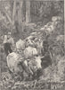 AUSTRALIA. Bull-driver. team in bush forest 1890 old antique print picture