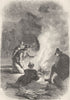 CLERGY. Pilgrim Fathers round watch-fire c1880 old antique print picture