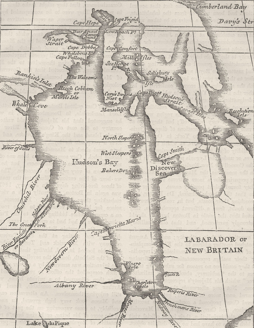 NEW YORK. Hudson's bay(From Dobbs, 1744) c1880 old antique map plan chart
