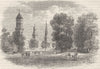 CONNECTICUT. Yale College c1880 old antique vintage print picture