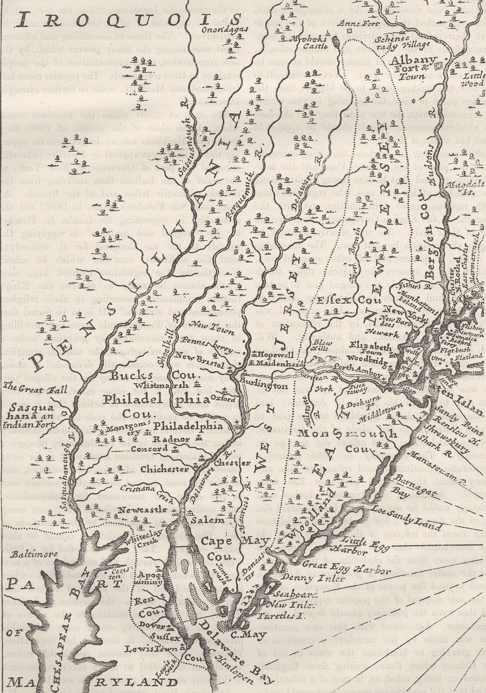 PENNSYLVANIA. in c1700 c1880 old antique vintage map plan chart