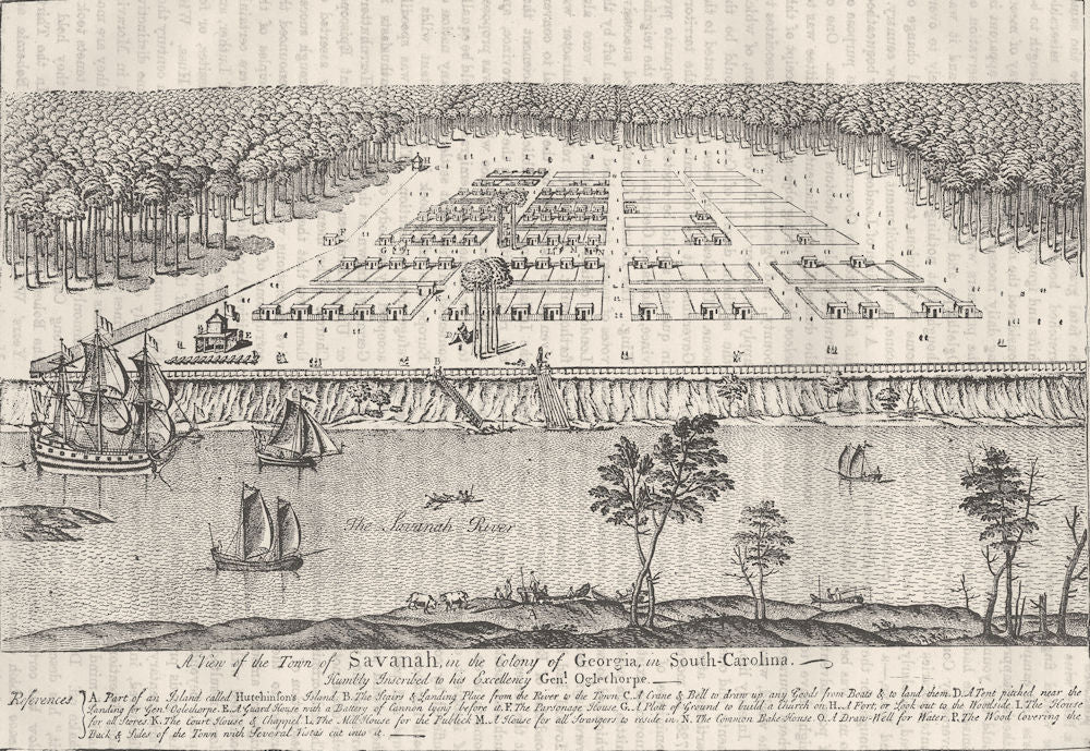 GEORGIA. Savannah. Town 1741 c1880 old antique vintage map plan chart