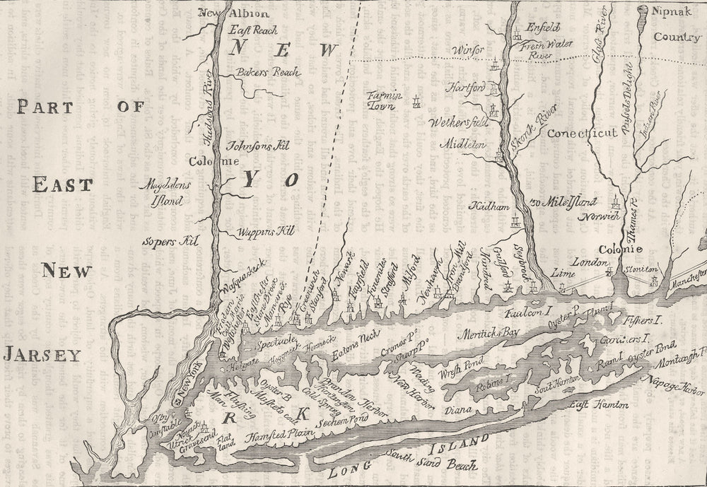 NEW YORK. Beginning of 18th Century c1880 old antique vintage map plan chart