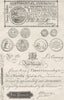 USA. American coins and paper money c1880 old antique vintage print picture
