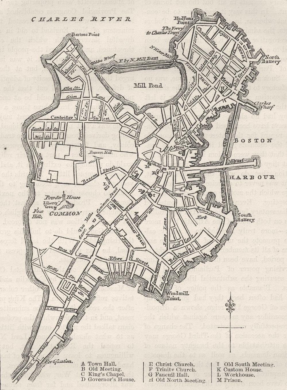 MASSACHUSETTS. Plan of Boston in 1777 c1880 old antique vintage map chart