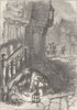 USA. Detection of an incendiary c1880 old antique vintage print picture