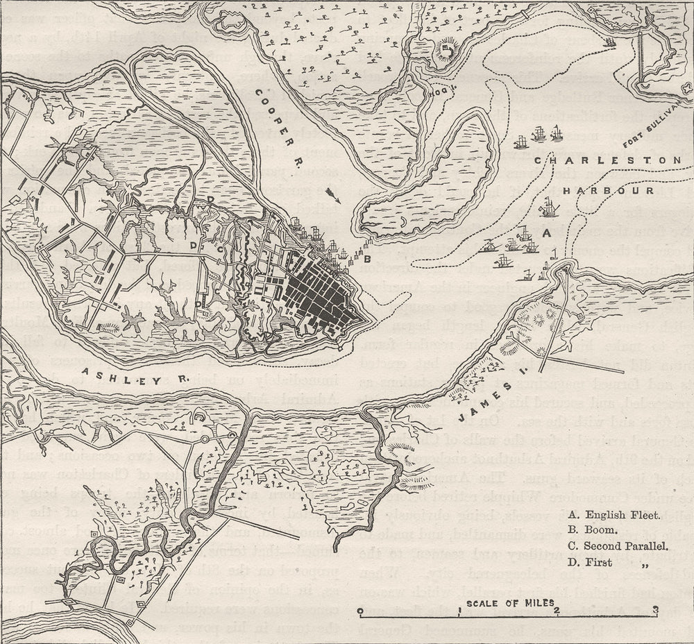 CHARLESTON. Plan of civil war siege(Stedman) c1880 old antique map chart