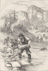 CALIFORNIA. Gold-washing in c1880 antique vintage print picture