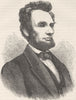 USA. Abraham Lincoln c1880 old antique vintage print picture
