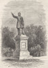 MASSACHUSETTS. Civil War. Statue of Everett, Boston c1880 old antique print