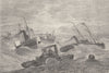 NORTH CAROLINA. Burnside crossing Hatteras Bar c1880 old antique print picture