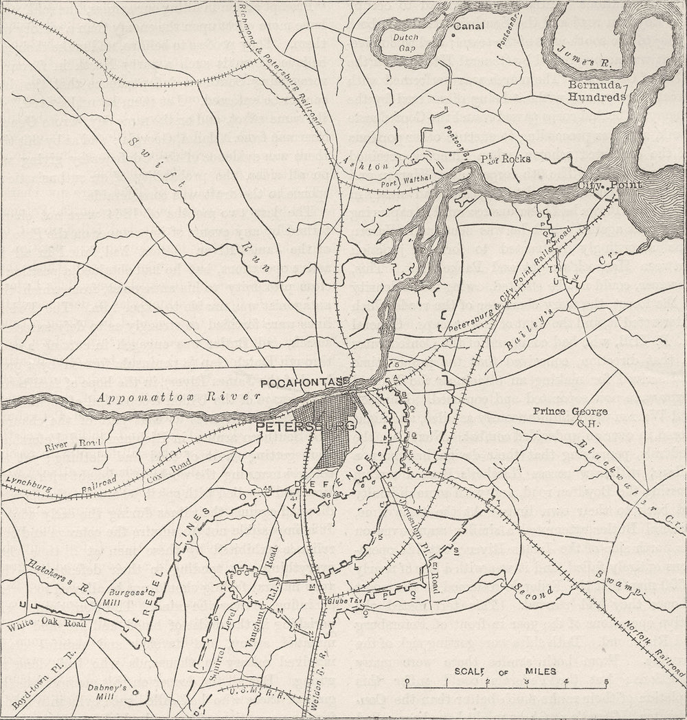 VIRGINIA. Petersburg; Confederate, Federal Forts c1880 old antique map chart
