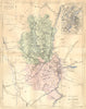 RHÔNE. Departement du Rhone; area de Lyon 1883 old antique map plan chart