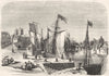 SOMME. Pont Ville d'Abbeville 1883 old antique vintage print picture