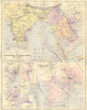 INDIA. Pondichery; Chandannagar; Yanam; Vietnam 1884 old antique map chart