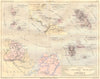MARTINIQUE. St Pierre Miquelon; Guadeloupe 1884 old antique map plan chart