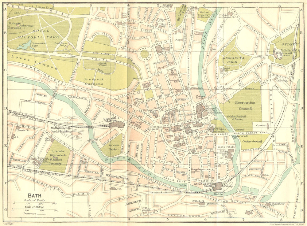 SOMT. Bath Town Plan 1924 old antique vintage map chart