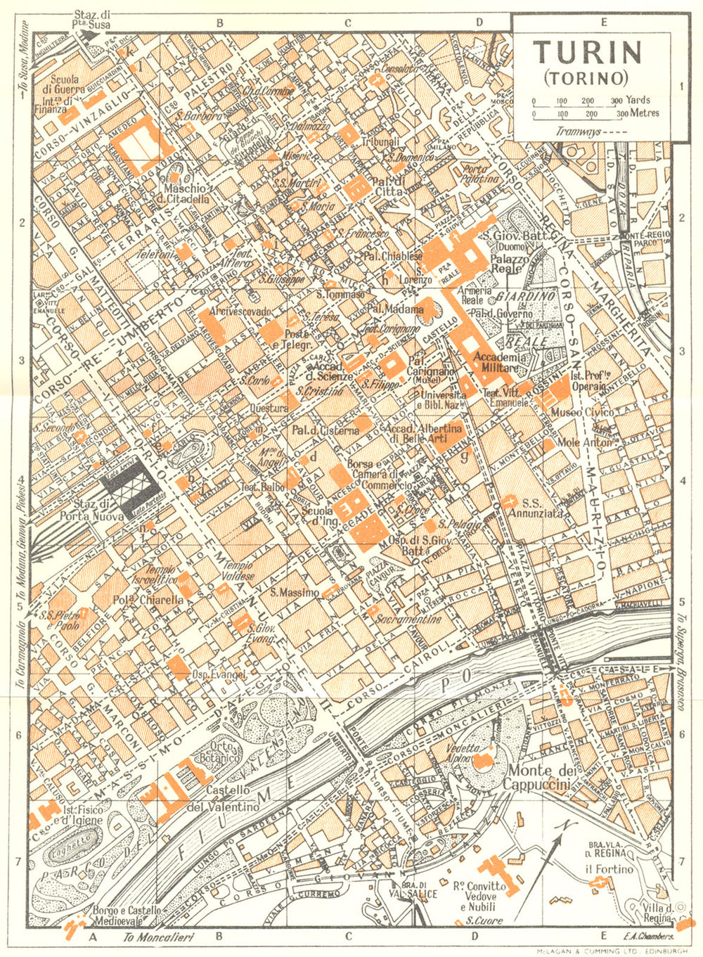 TURIN town/city plan. Torino. Italy 1953 old vintage map chart