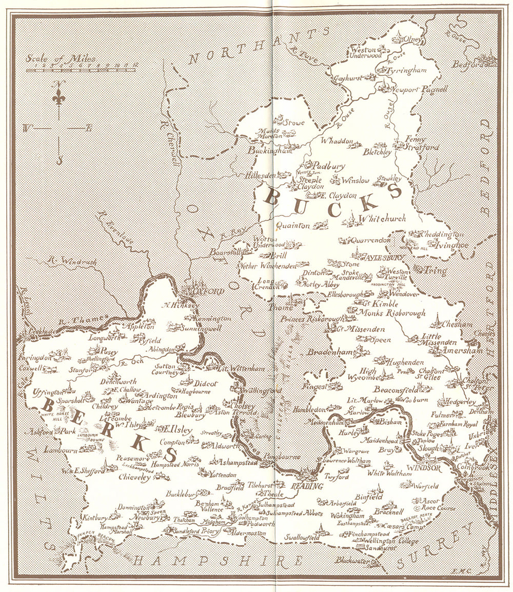 Buckinghamshire and Berkshire county sketch map by Sutton palmer & Mitton 1920