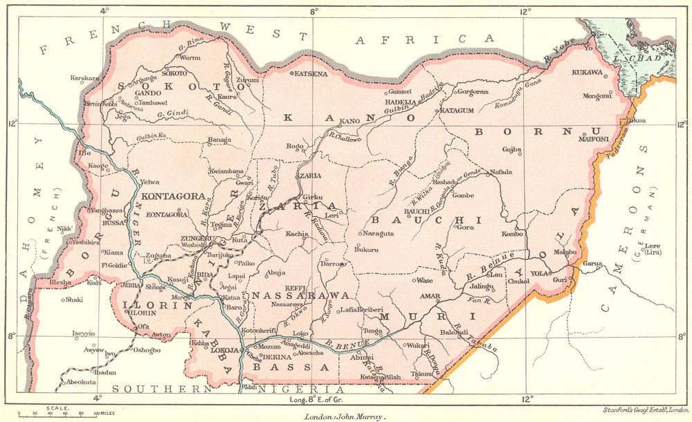 NIGERIA. North 1911 old antique vintage map plan chart