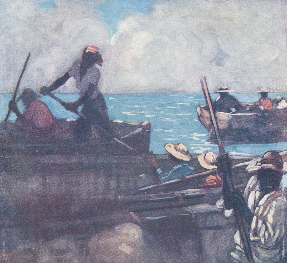WEST INDIES. Lightermen, off Barbados 1905 old antique vintage print ...
