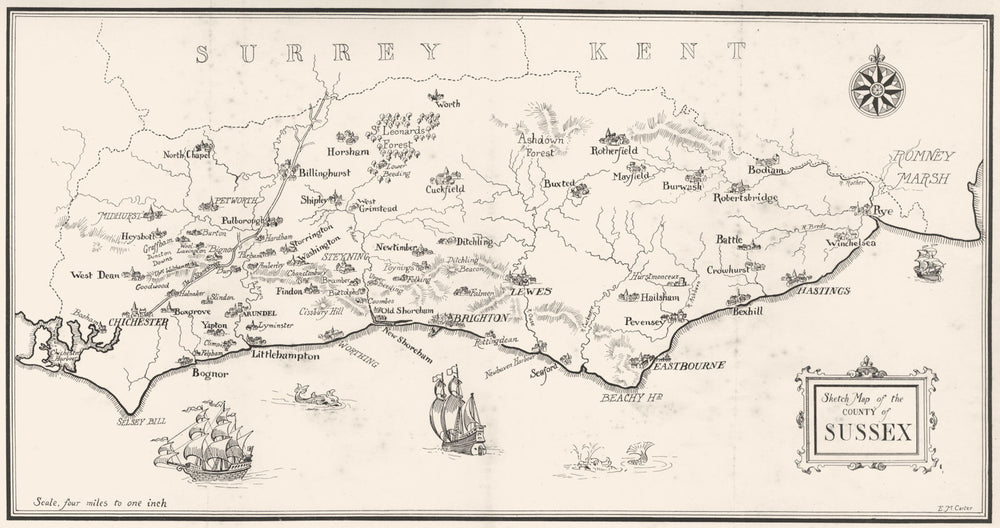 SUSSEX. Sketch 1906 old antique vintage map plan chart