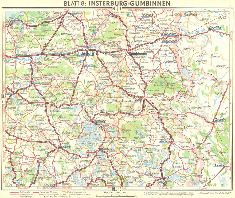 RUSSIA. Chernyakhovsk-Gumbinnen 1936 old vintage map plan chart