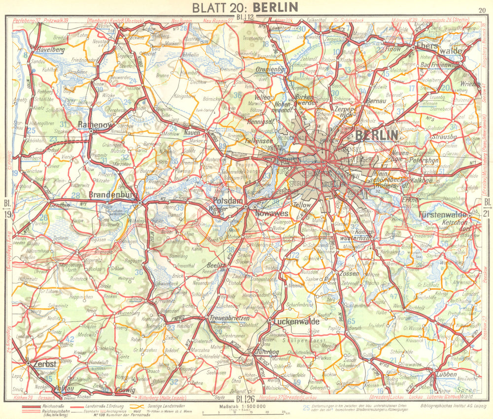 GERMANY. Berlin 1936 old vintage map plan chart