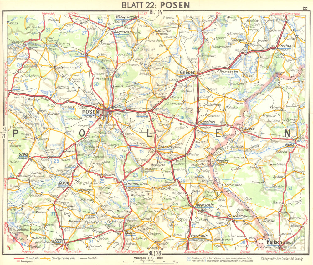 POLAND. Poznan 1936 old vintage map plan chart