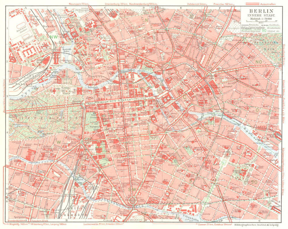 GERMANY. Berlin Innere Stadt 1936 old vintage map plan chart