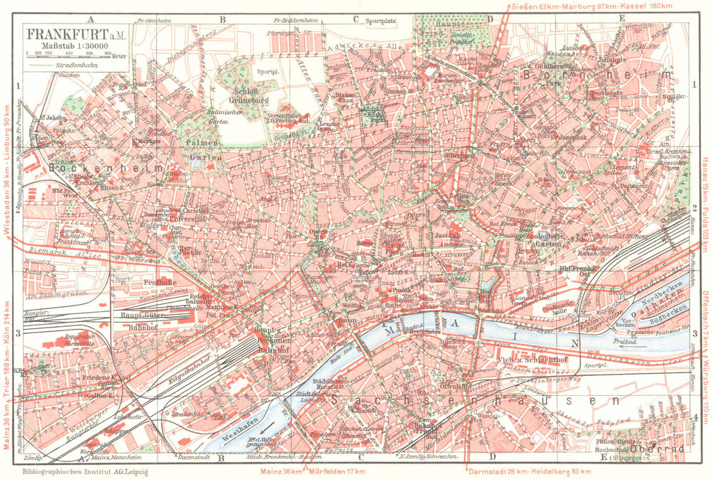 GERMANY. Frankfurt a 1936 old vintage map plan chart