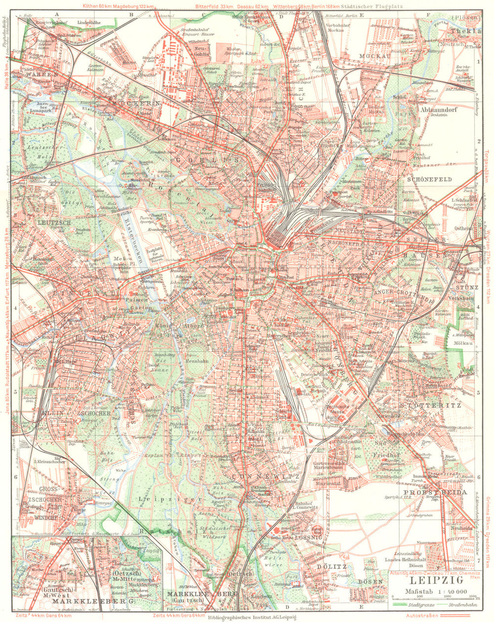 GERMANY. Leipzig 1936 old vintage map plan chart