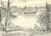 LONDON. Strand-on-the-Green. By AS Hartrick 1946 old vintage print picture
