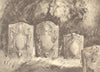 HINTON-IN-THE-HEDGES. Tombstones. Northamptonshire. By John Piper 1947 print