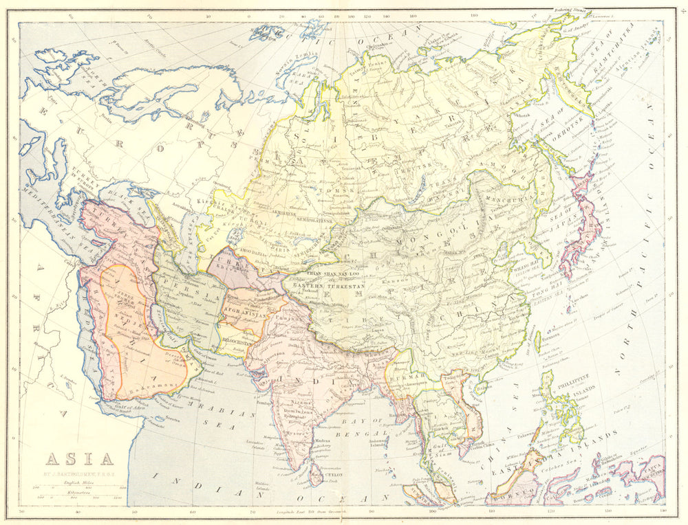 ASIA. Asia 1870 old antique vintage map plan chart