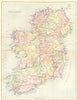 IRELAND. Map of 1870 old antique vintage plan chart