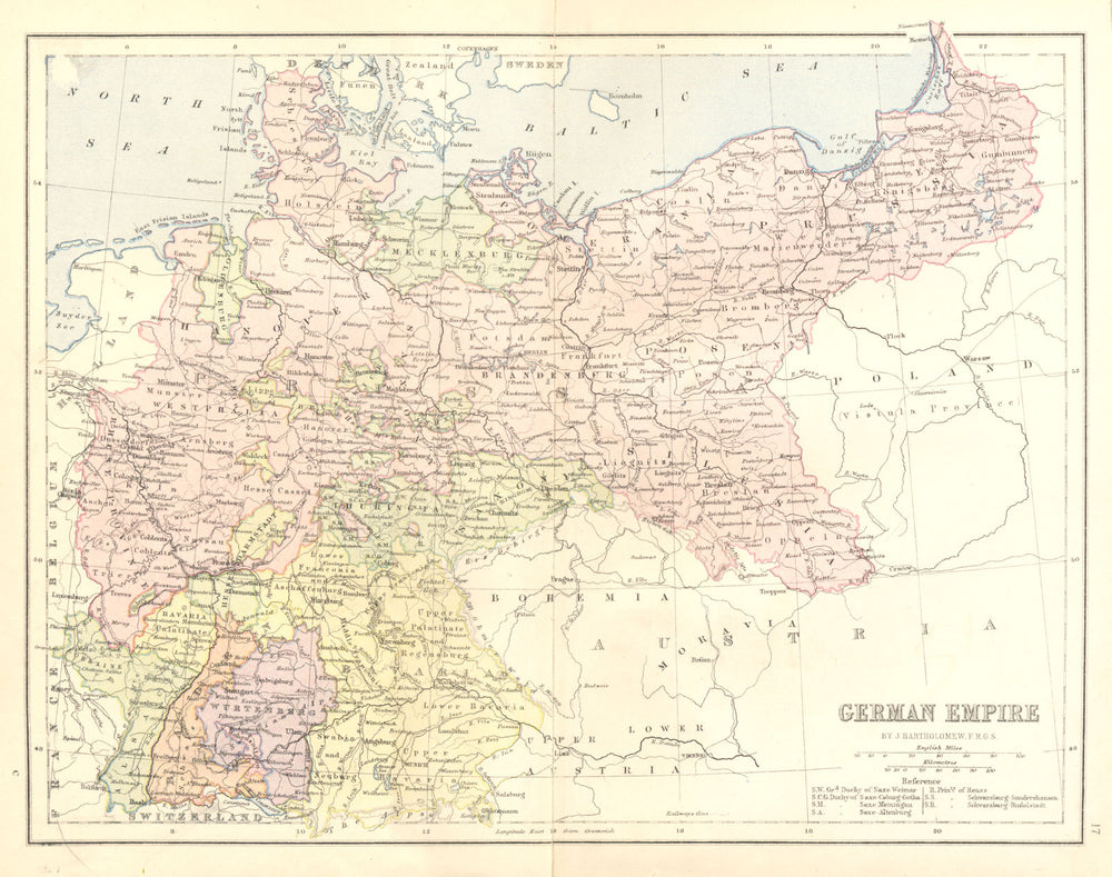 GERMANY. German Empire 1870 old antique vintage map plan chart