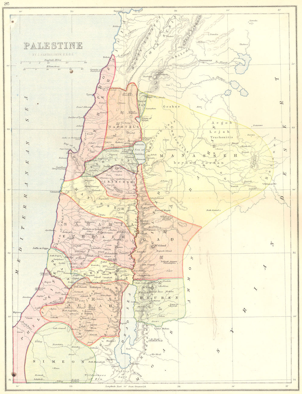 ISRAEL. Palestine 1870 old antique vintage map plan chart