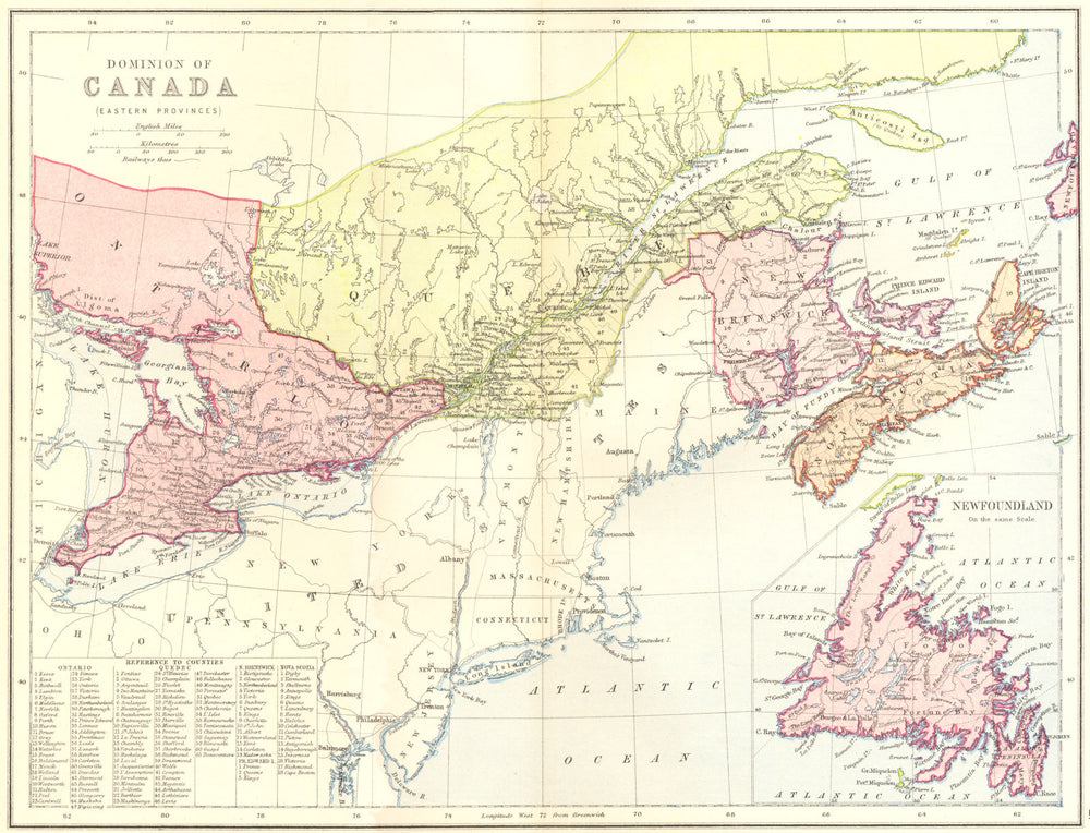 CANADA. Dominion of(east Provinces) 1870 old antique vintage map plan chart