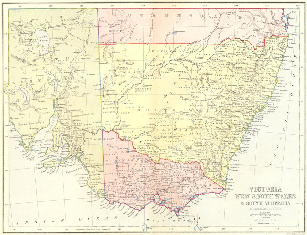 AUSTRALIA. Victoria NSW & south 1870 old antique vintage map plan chart