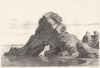 DEVON. Black Church Rocks Clovelly 1822 old antique vintage print picture