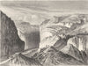 USA. A Canon, Mountain pass, Sierra Wah 1870 old antique vintage print picture