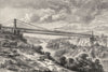 BRIDGES. Double bridge, Niagara 1870 old antique vintage print picture