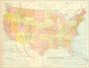 USA. US 1870 old antique vintage map plan chart