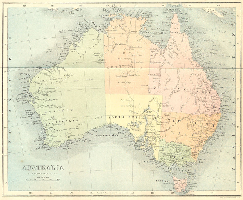 AUSTRALIA. Bartholomew map 1870 old antique vintage plan chart